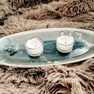 Hand poured epoxy tray, candle holder